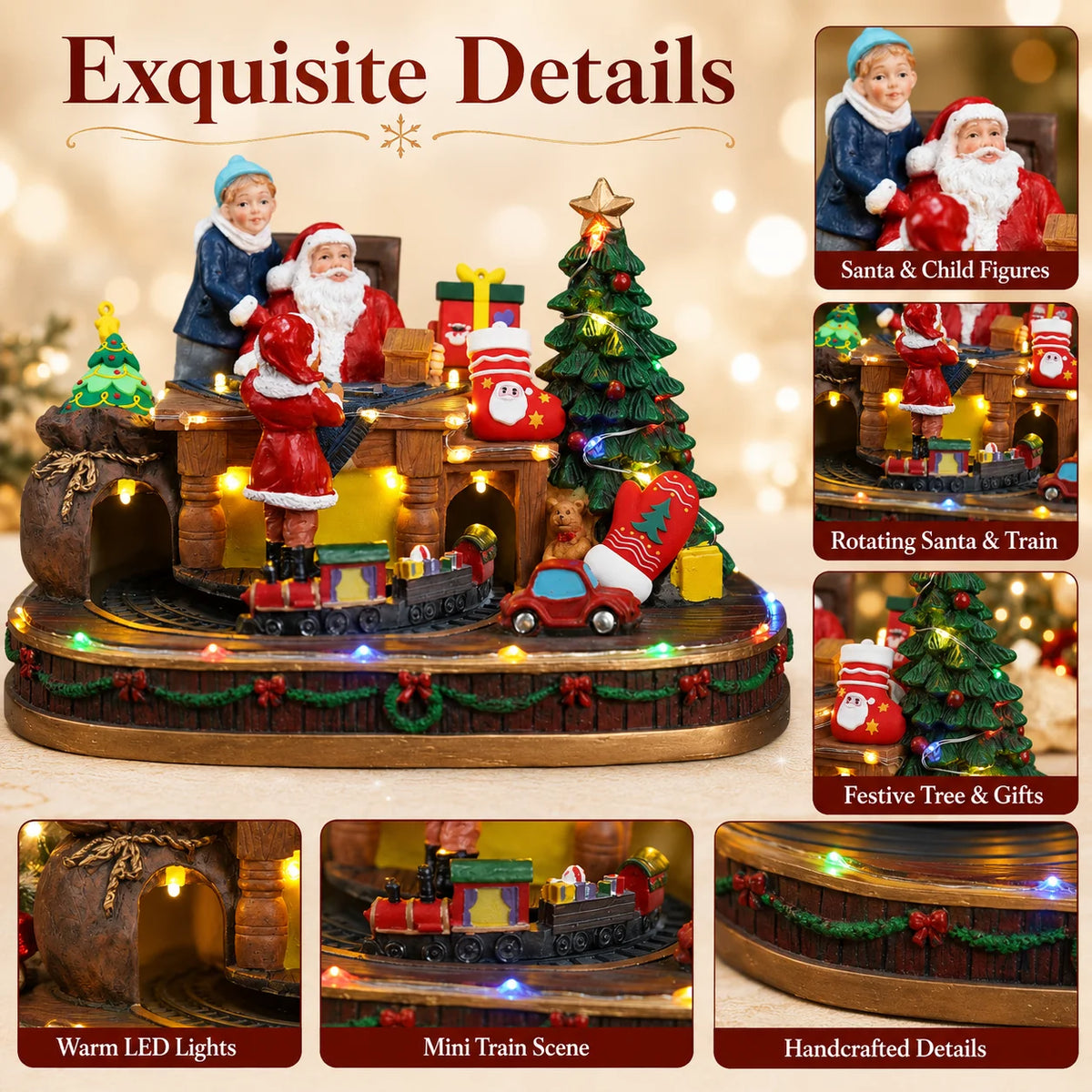 Spinning Train Music Ornament Festive Christmas Desktop Decor