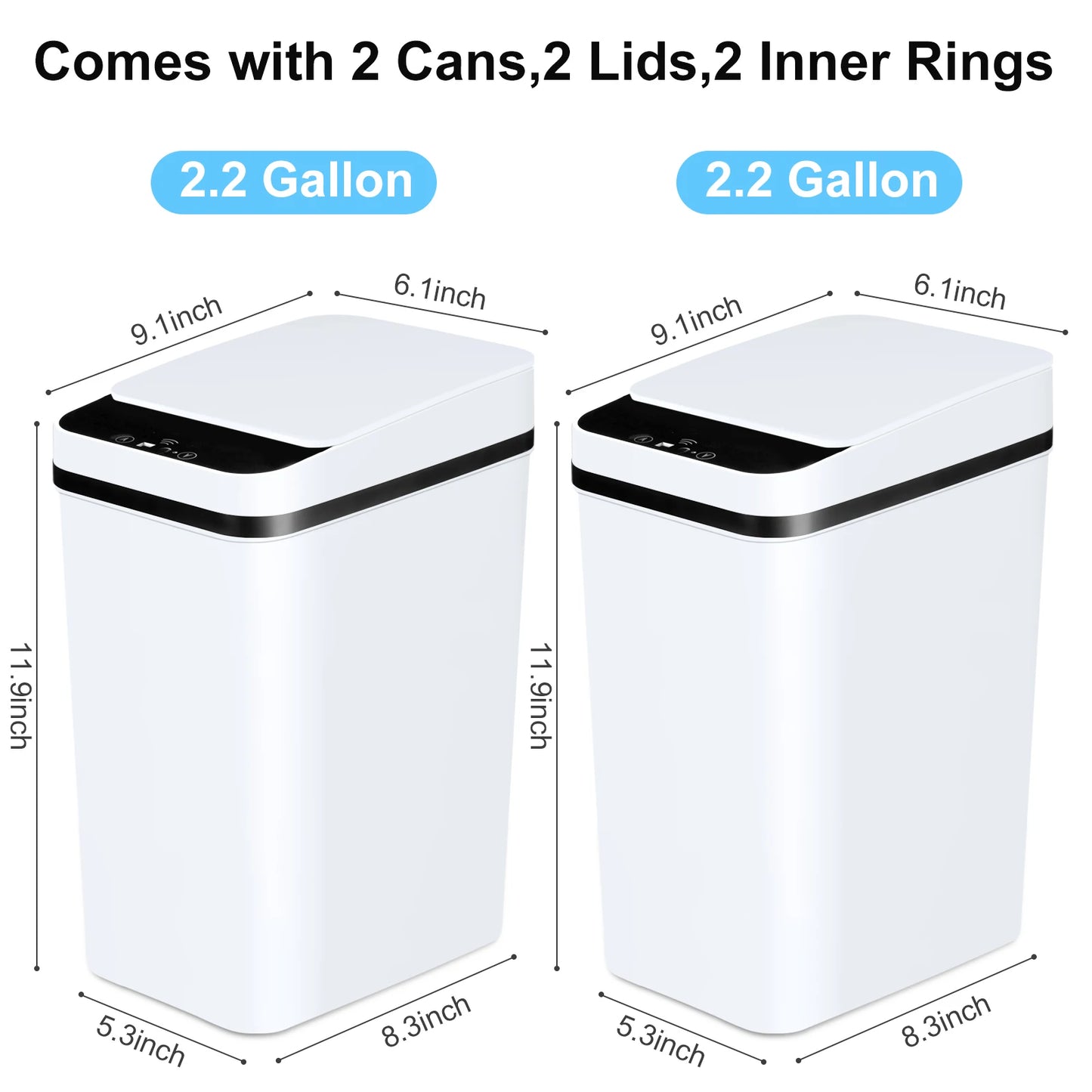 NONECN Touchless Motion Sensor Trash Cans With Lid 2 Pack