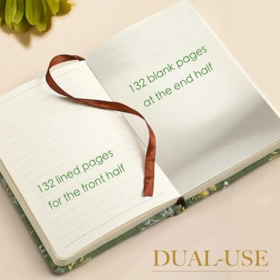 Embroidered Pocket Notebook for Women Hardcover 264 Pages