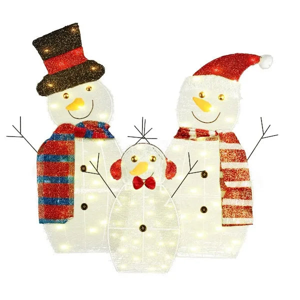 Christmas Snowman Family Yard Decorations With LED Lights