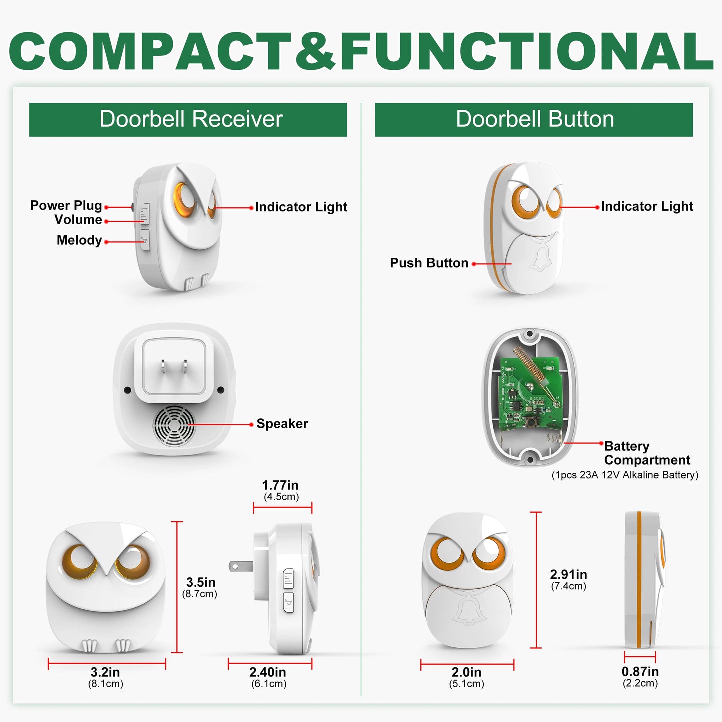 HTZSAFE Wireless Doorbell Chime Long Range 300m Waterproof Outdoor