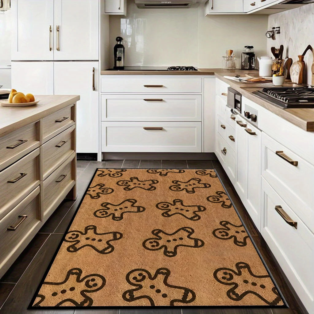 Gingerbread Man Cookie Christmas Festive Home Decor Area Rug