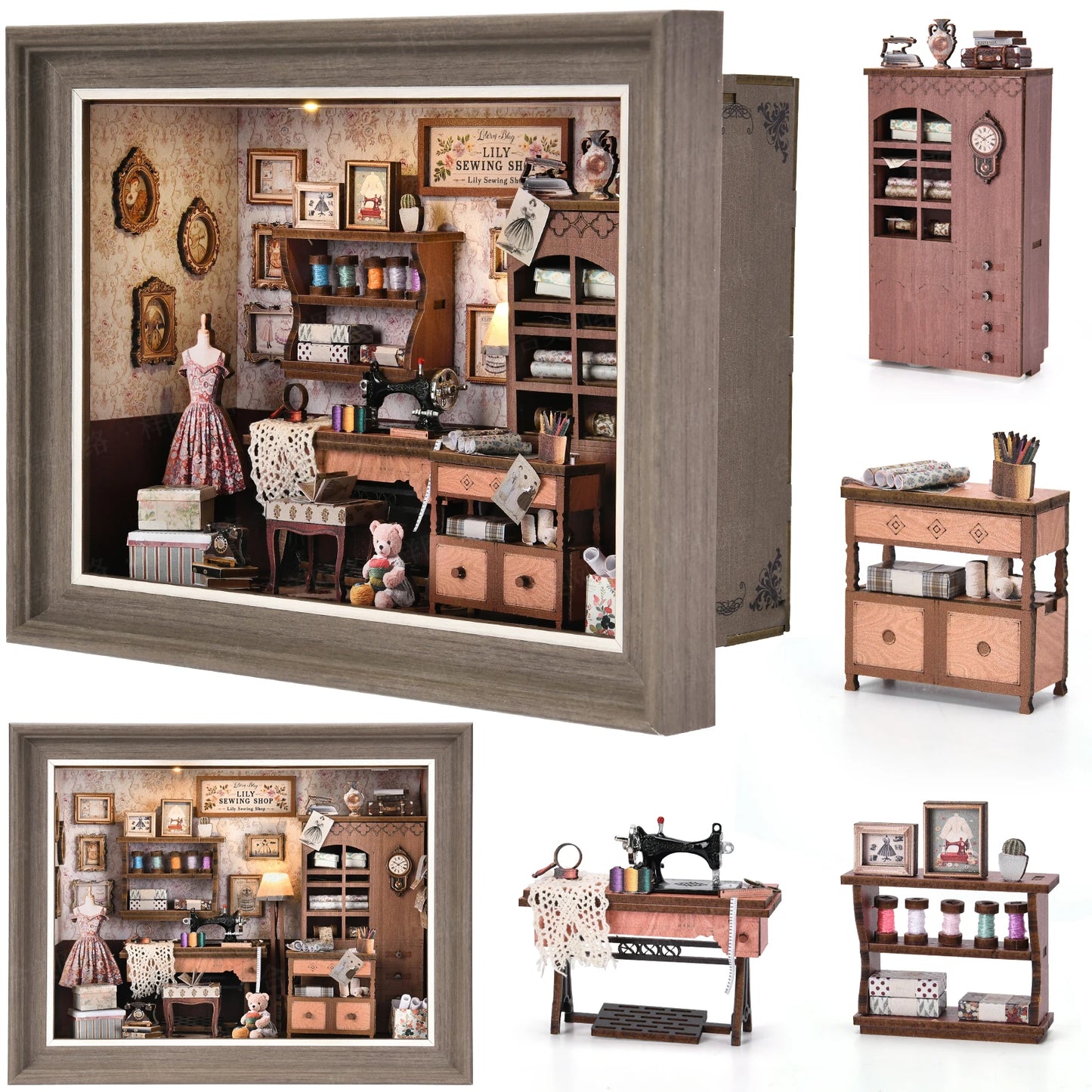 ASLOWSNAIL Book Nook Kit Tailor's Shop DIY 3D Dollhouse