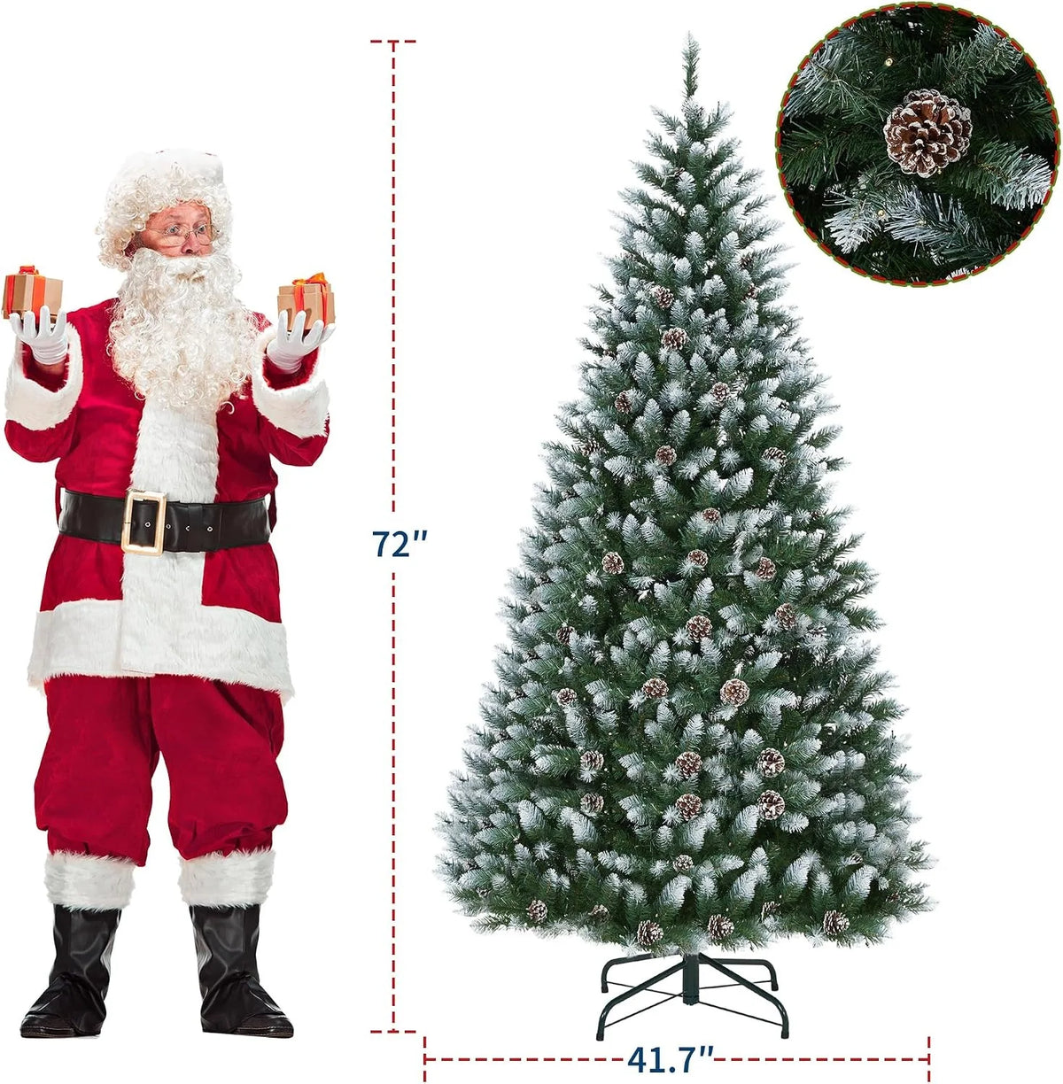 Pre Lit Snow Flocked Pencil Spruce Artificial Christmas Tree