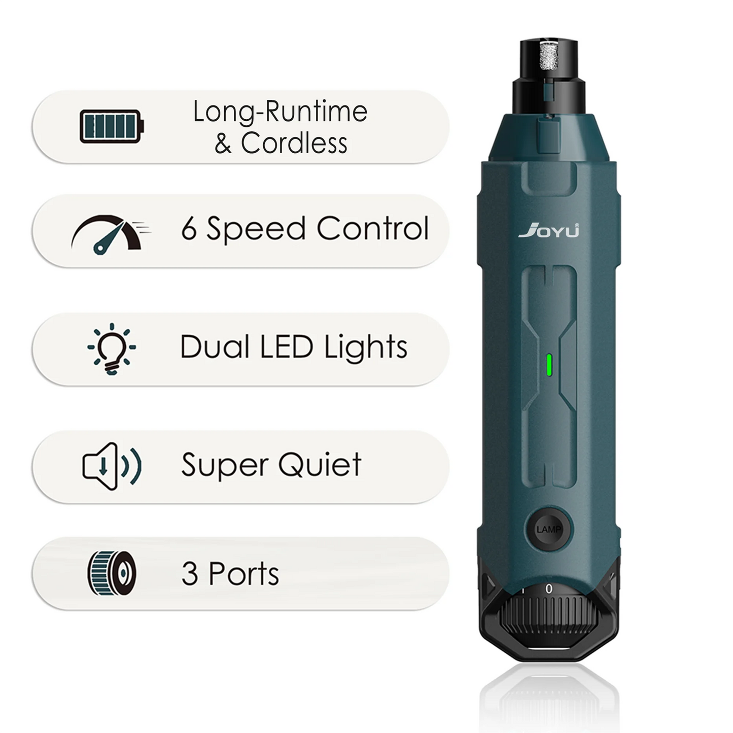 JOYU 6 Speed Dog Nail Grinder Quiet Rechargeable Trimmer