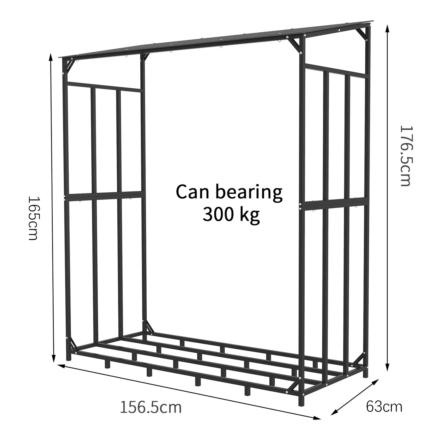 Heavy Duty Outdoor Firewood Storage Rack Log Holder With Cover