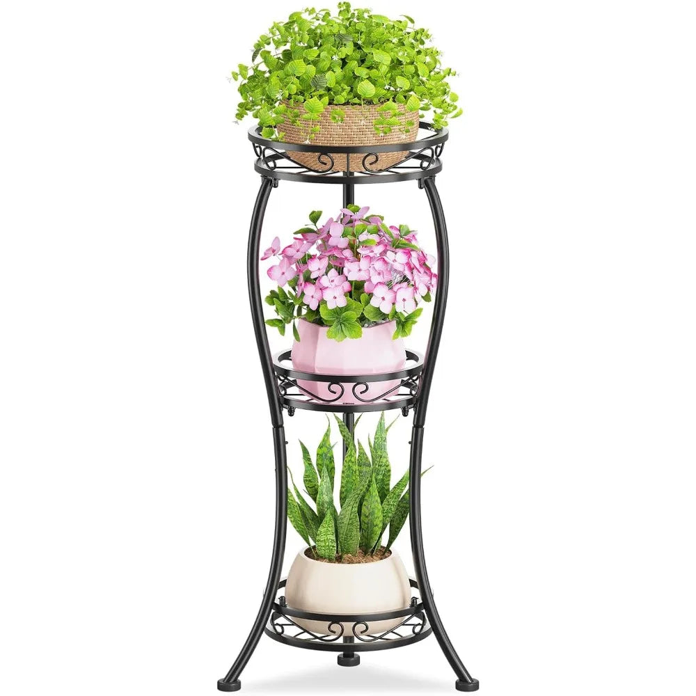 NBVCX Three Tier Rustproof Metal Plant Stand Indoor Outdoor