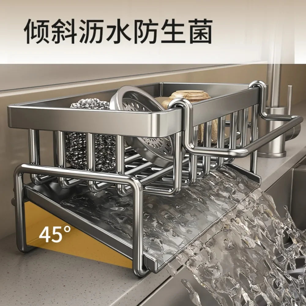 Stainless Steel Dish Rack Extendable Drainers With Cutlery Holder