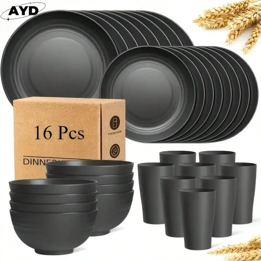 Wheat Straw Dinnerware Set ABS Durable Reusable Tableware Kit