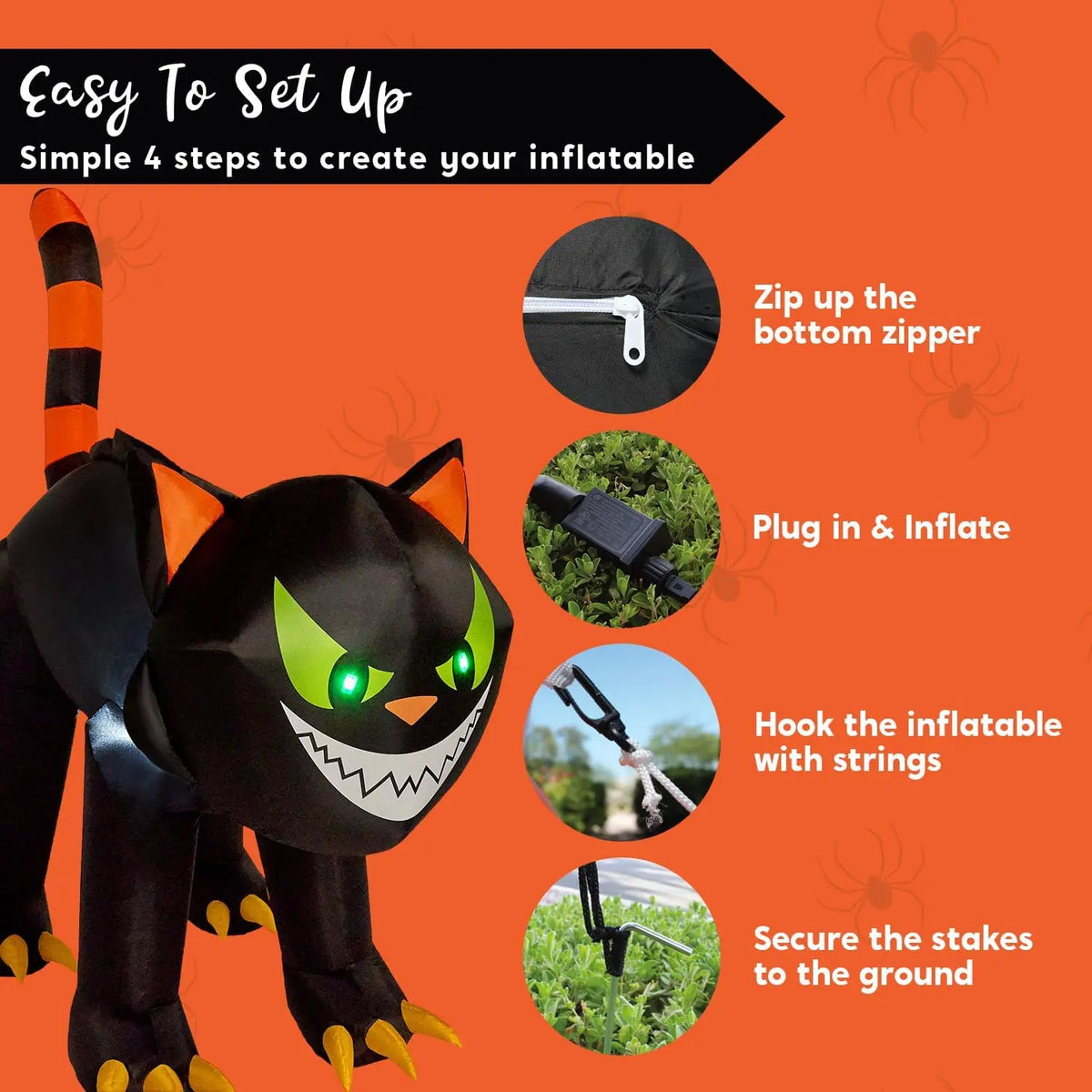 Joyfy Halloween Inflatable Crawling Cat Outdoor Yard Lighted Decoration