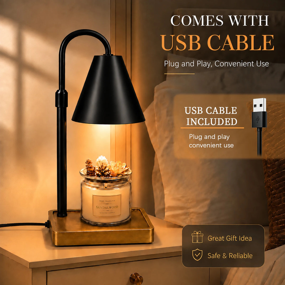 Dimmable Candle Warmer Lamp With Timer And Two GU10 Bulbs