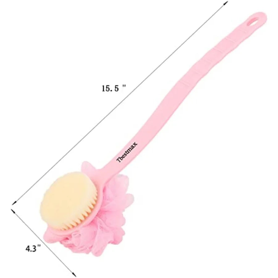 Loofah Back Scrubber Long Handle Shower Brush With Soft Mesh Sponge