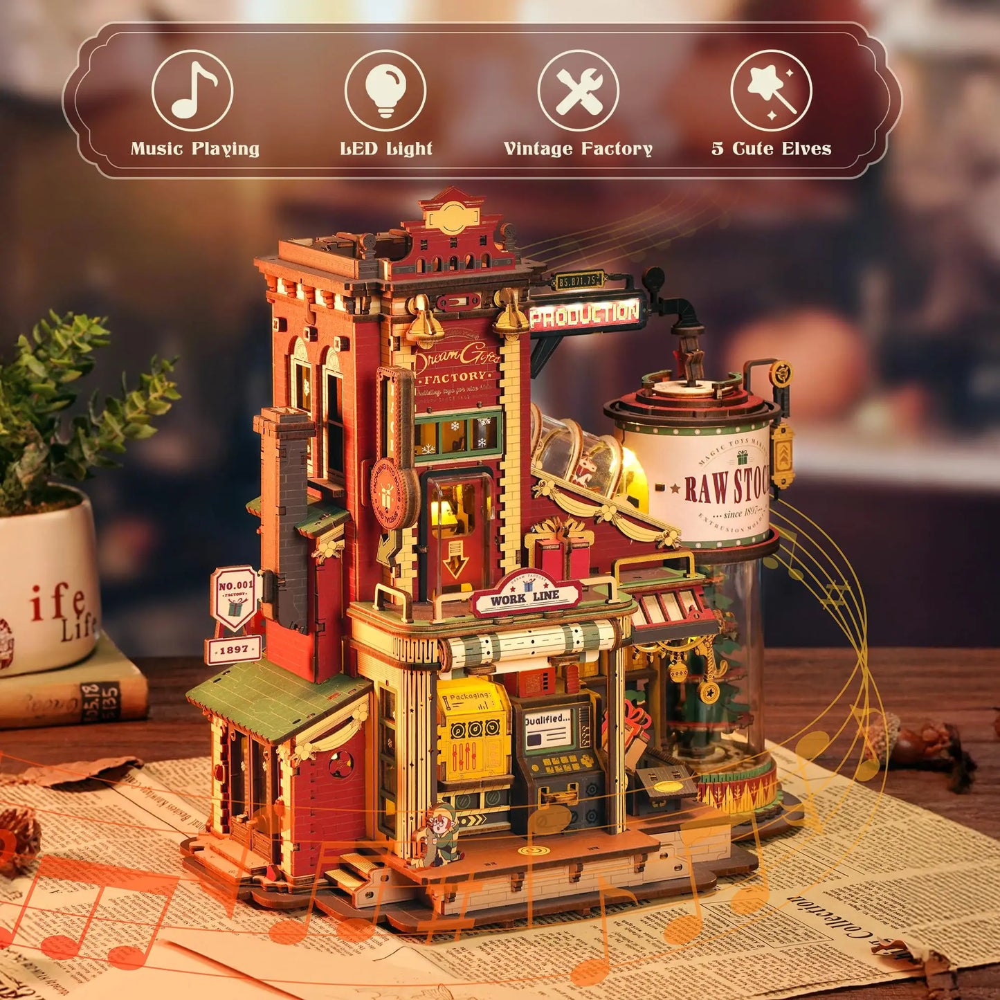 Robotime Rokr Dream Gift Factory 3D Wooden Puzzle For Kids
