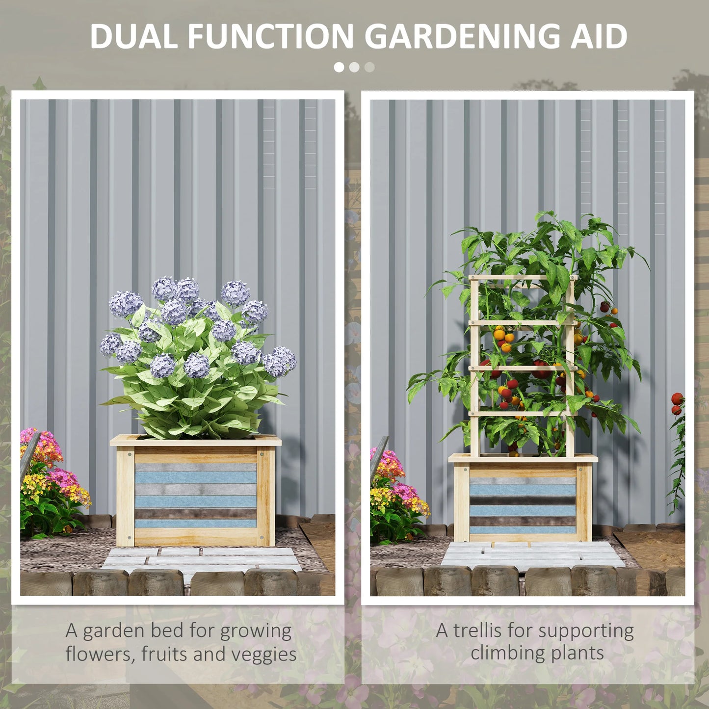 Outdoor Planter With Trellis Wooden Planter Box for Garden