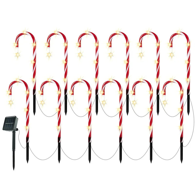 Solar Powered Garden Cane Lights Waterproof Outdoor Decorative Figure Lights