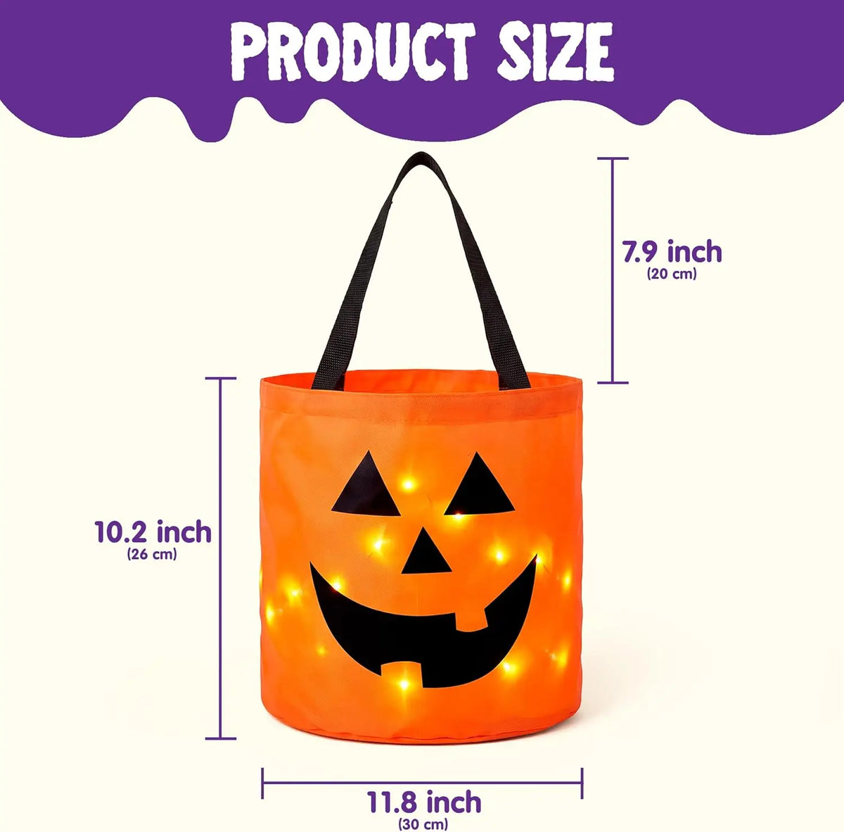 Joyfy Led Light Up Halloween Trick Or Treat Pumpkin Bucket
