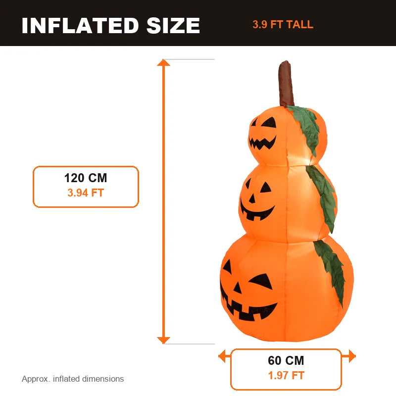 LED Halloween Inflatable Stacked Pumpkin Decoration with Built In Lights