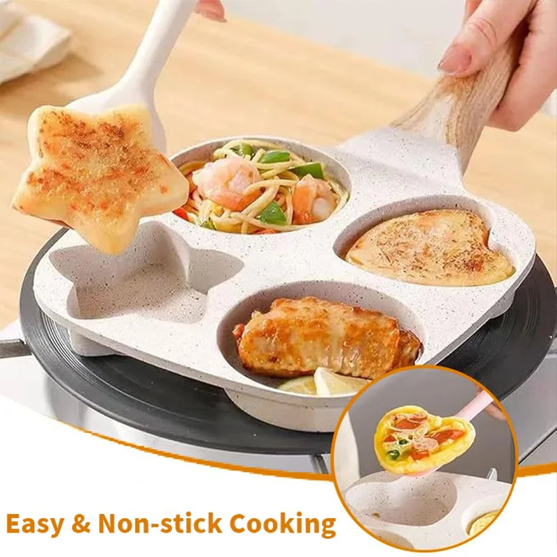 Thick Nonstick Four Hole Omelette Pan For Egg Breakfast