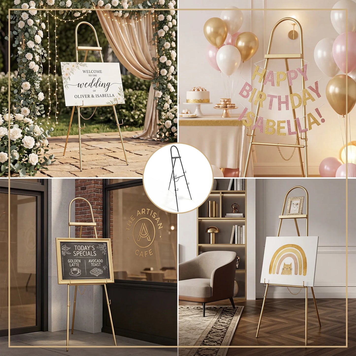 Adjustable Metal Easel Stand Collapsible Tripod Display For Signs Posters