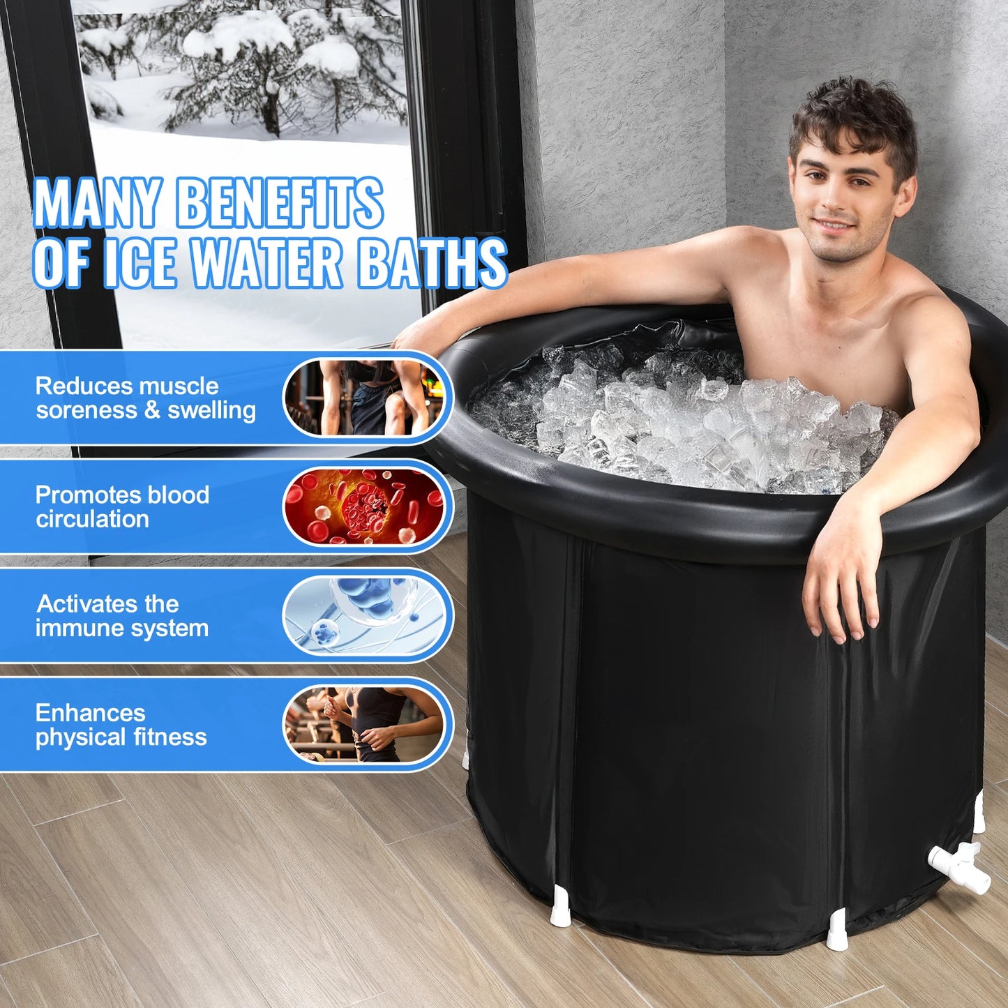SucceBuy Ice Bath Tub Cold Water Therapy Plunge Pool Portable