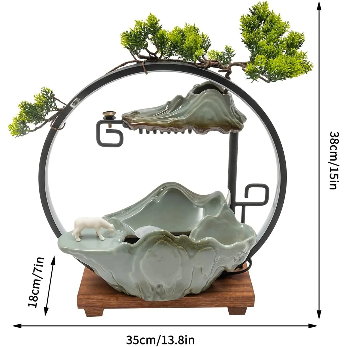 Bymaocar Tabletop Water Fountain Indoor Waterfall With Mist And LED
