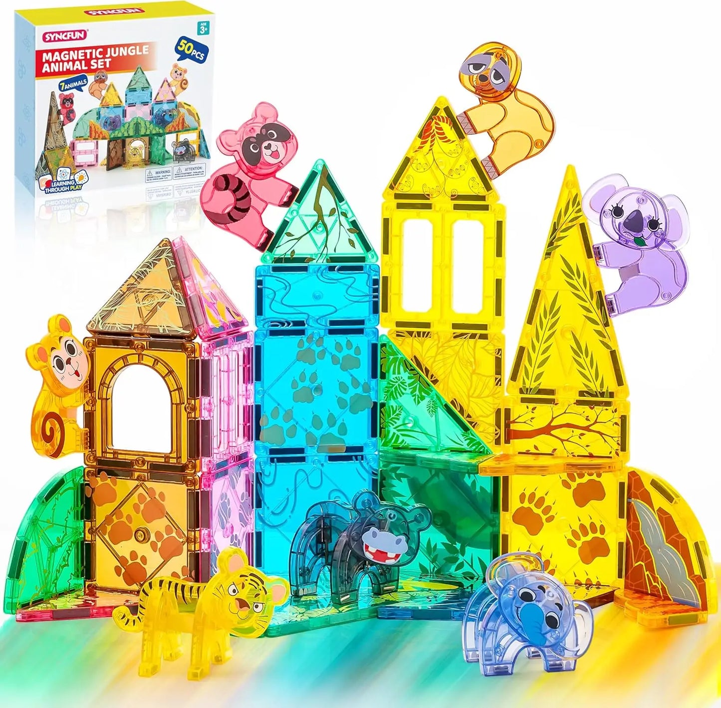 Joyfy Magnetic Building Tiles Set 110 Pieces With Vehicle Blocks