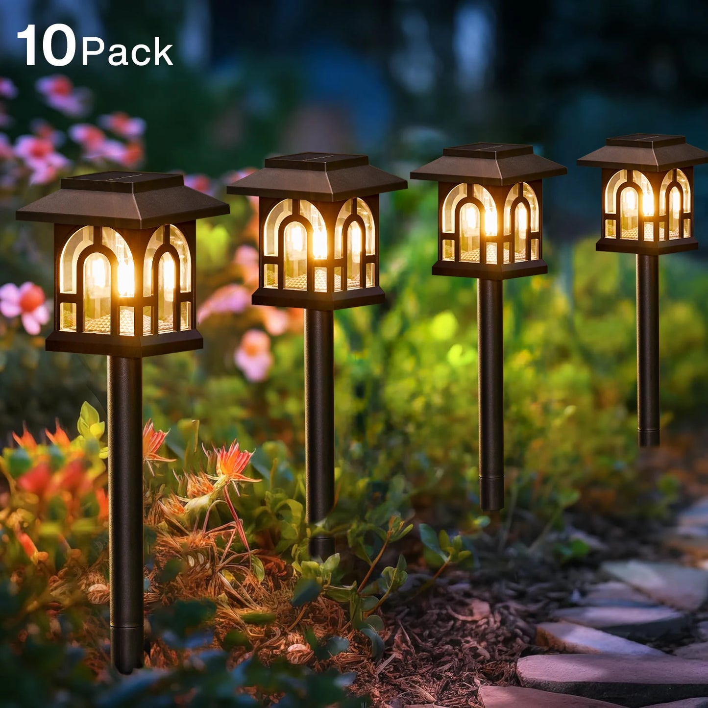 Solar Pathway Lights Outdoor Auto On Off For Yard Walkway