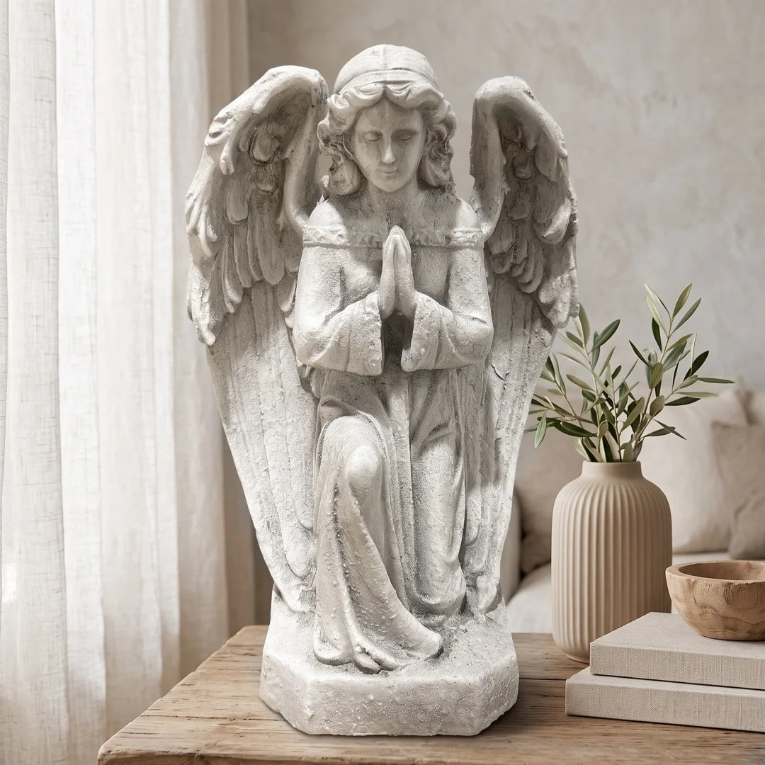Weatherproof Magnesium Oxide Praying Angel Statue Outdoor Garden Decor