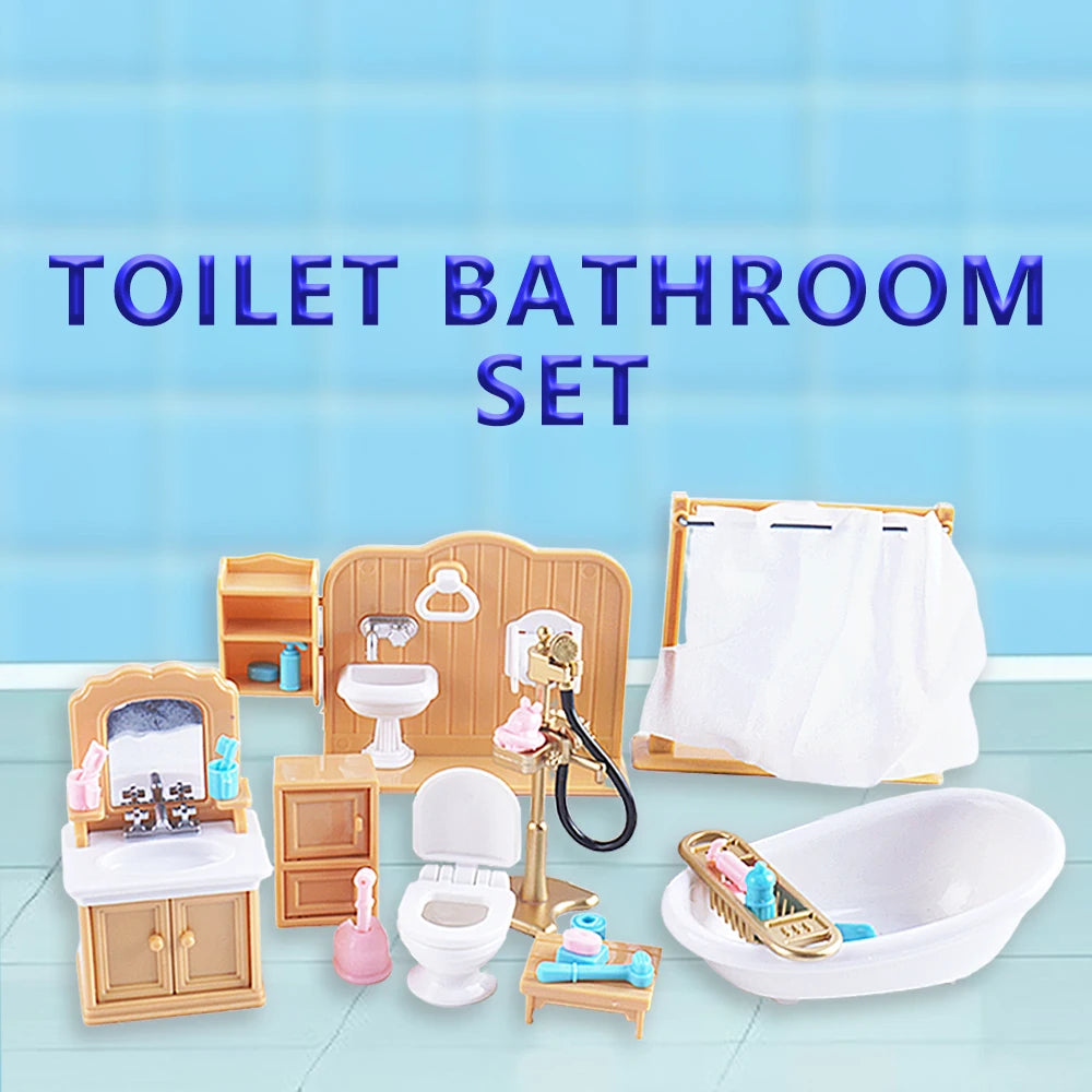 SENGTONGLE-T03 Bathroom Set Dollhouse Miniature Bathtub Accessories