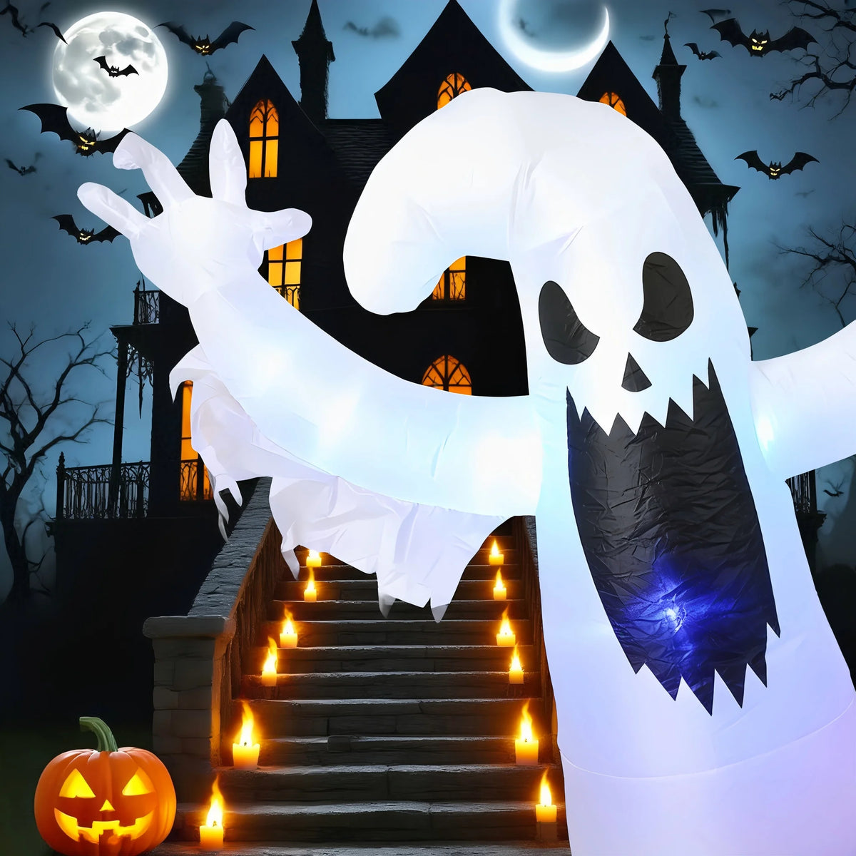 Halloween Inflatable Ghost And Pumpkin Combo Yard Decoration
