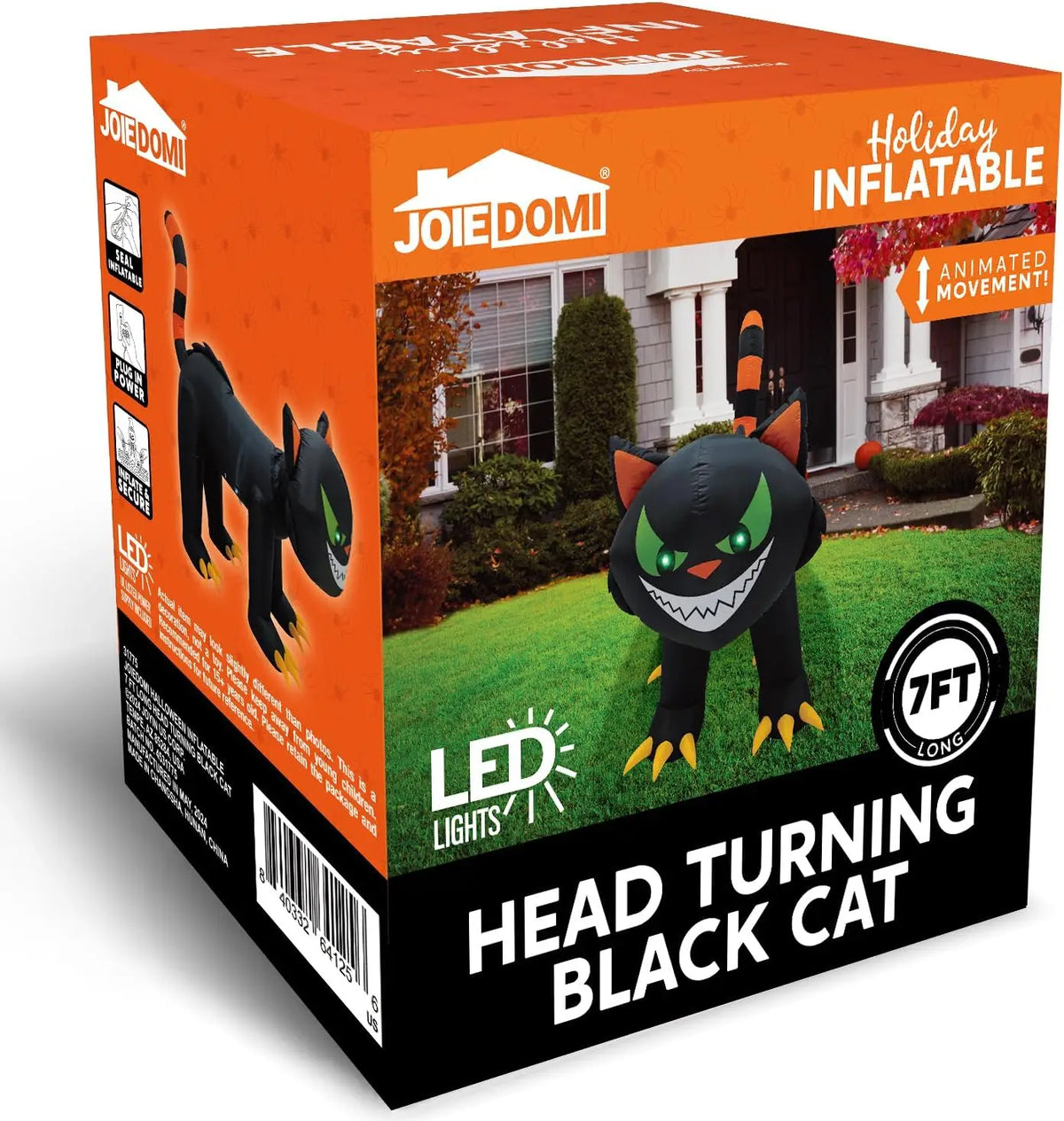 Joyfy Halloween Inflatable Crawling Cat Outdoor Yard Lighted Decoration
