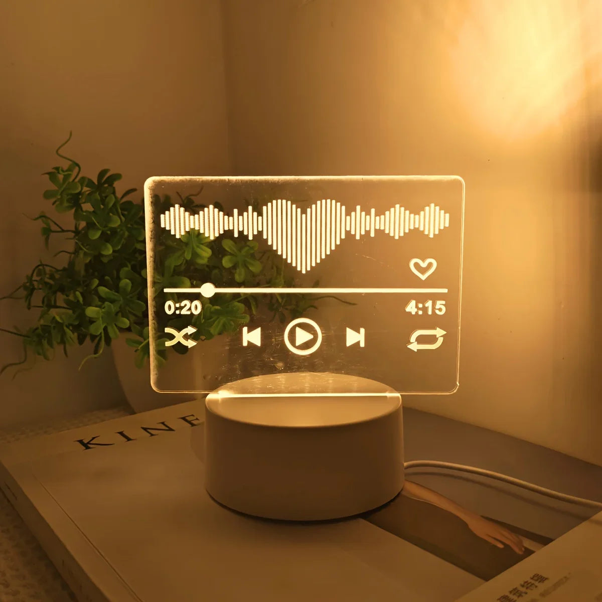 Heart Sound Wave Acrylic Music Player Led Night Light