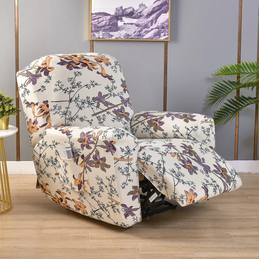 All-Inclusive Recliner Slipcover With Pockets 4-Piece