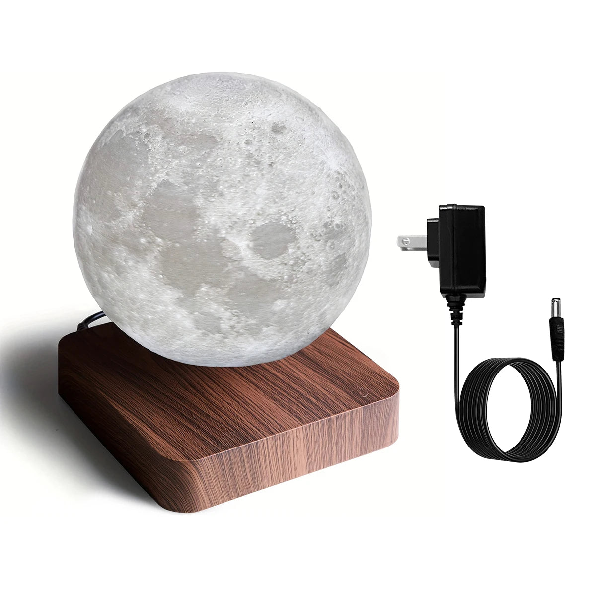 Mexllex Magnetic Floating Rotating Moon Lamp Wooden Base LED Light