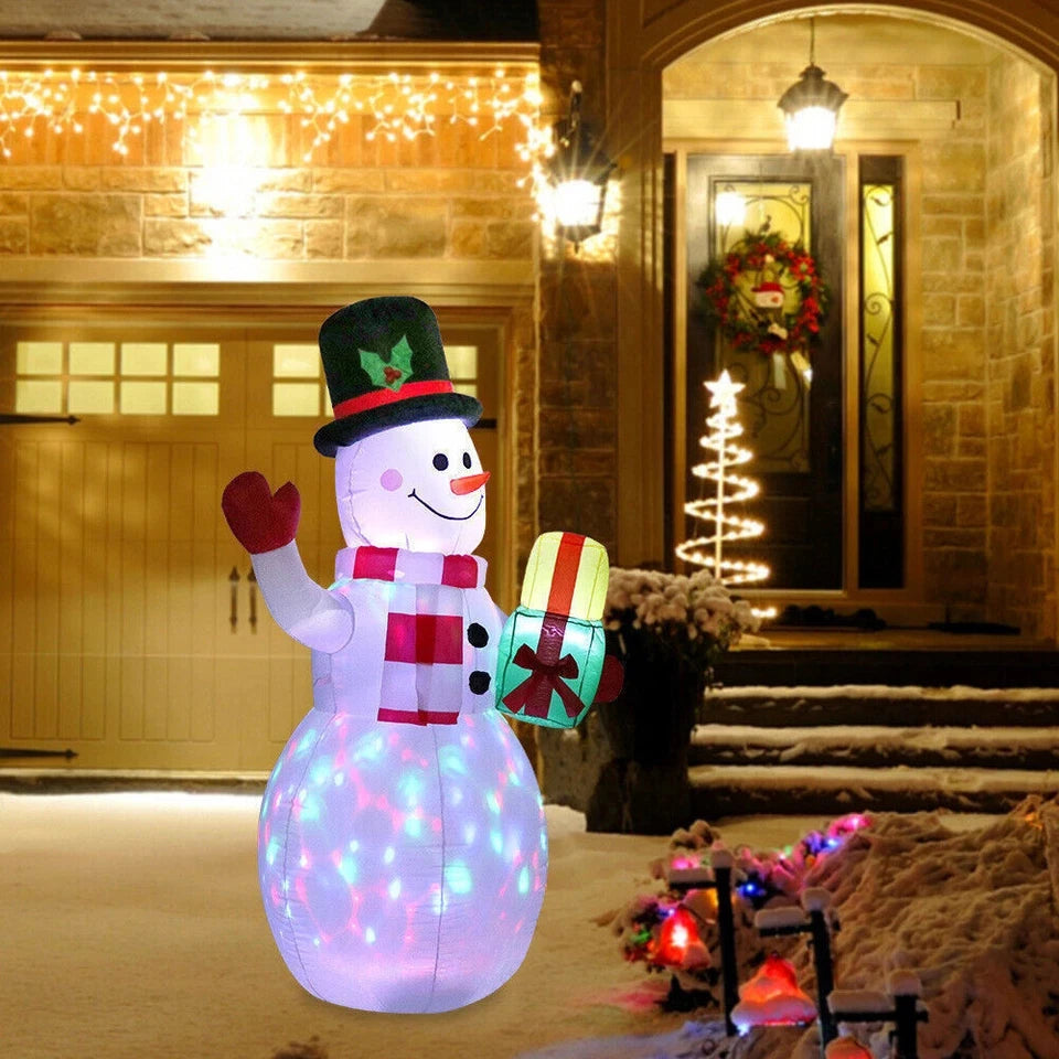 Christmas Inflatable Snowman With Rotating LED Lights Outdoor Decor