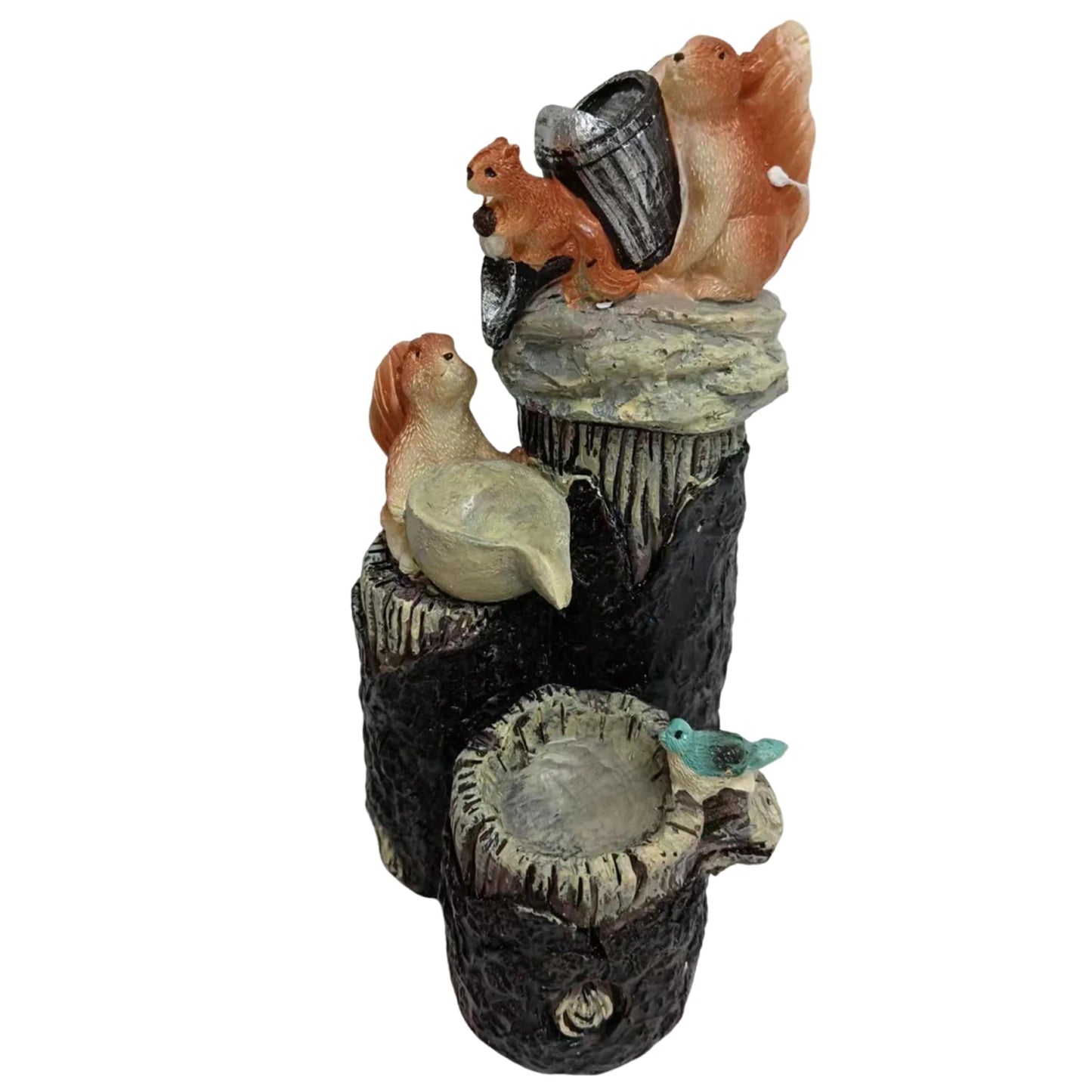 Alloet Duck Squirrel Fountain Ornament Water Feature Garden Decor Light