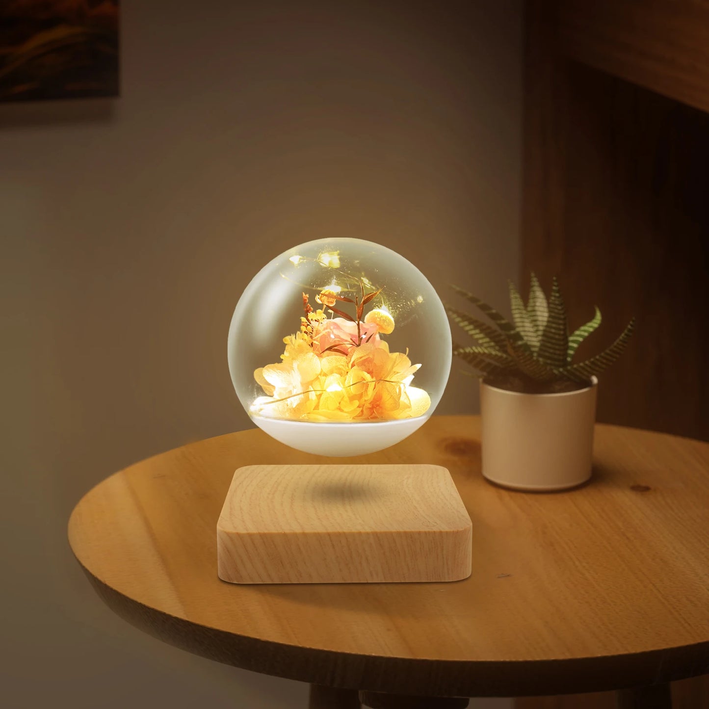 Bymaocar Magnetic Levitation Floating Flower Lamp Led Night Light