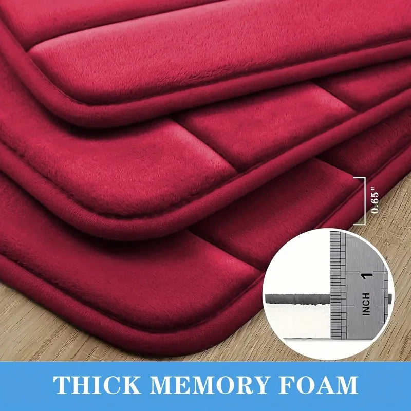 Memory Foam Bathroom Rug Set, Plush Absorbent Bath Mats