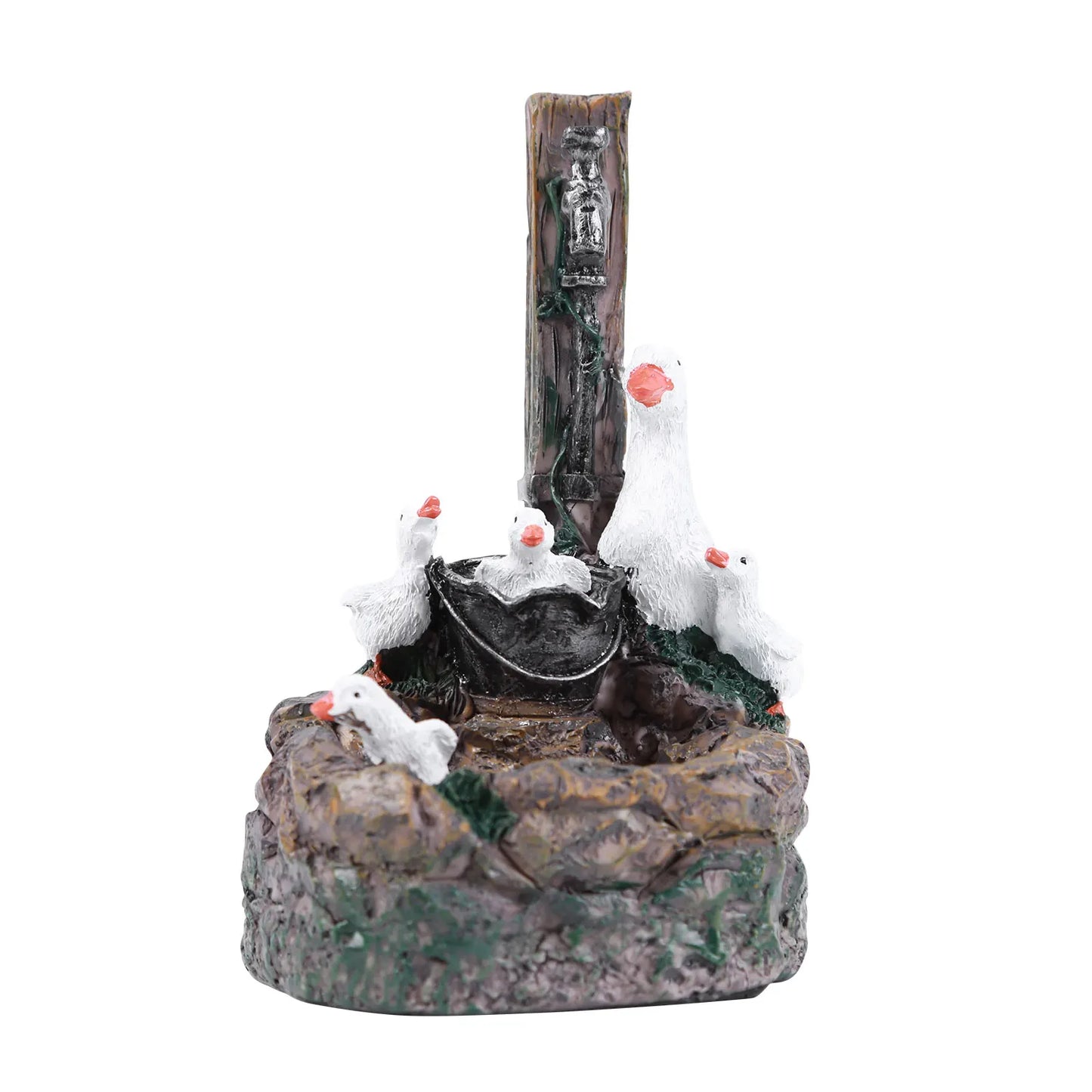 Alloet Duck Squirrel Fountain Ornament Water Feature Garden Decor Light