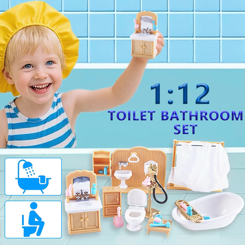SENGTONGLE-T03 Bathroom Set Dollhouse Miniature Bathtub Accessories