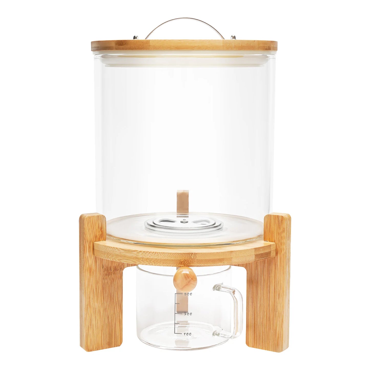 Glass Cereal Dispenser And Storage Container With Measuring Mug