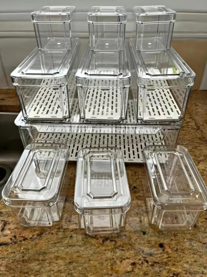 Stackable Refrigerator Organizer Bins 10 Pack Clear Fridge Storage Containers