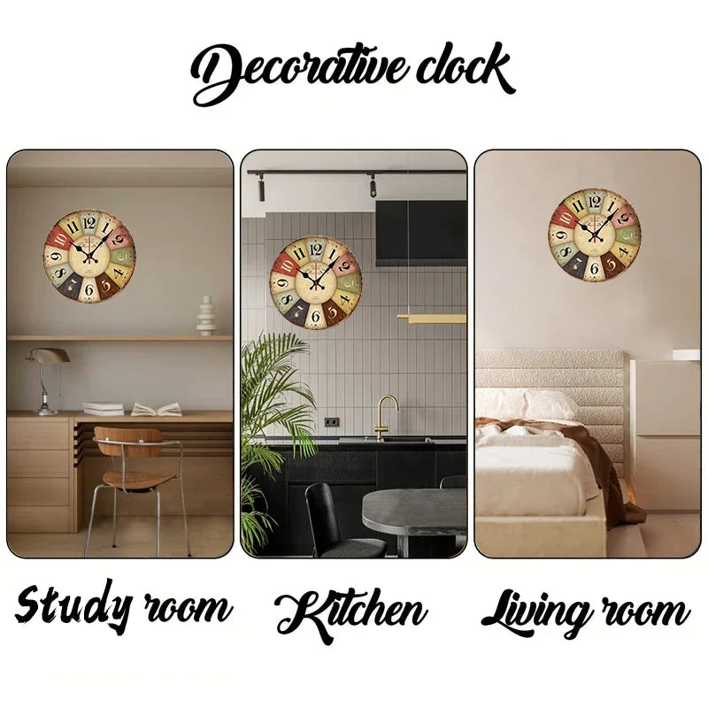 Silent Wooden Wall Clock for Living Room Home Decor