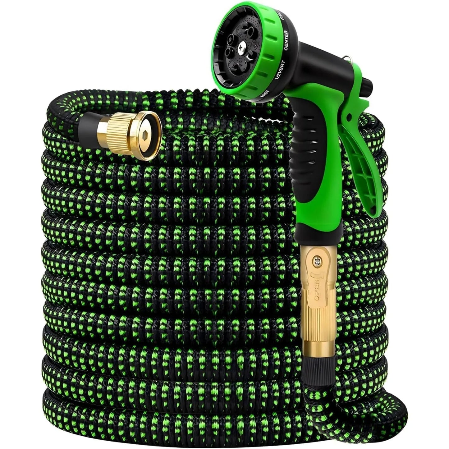 Non Expandable Garden Hose With 10 Function Nozzles Flexible Lightweight