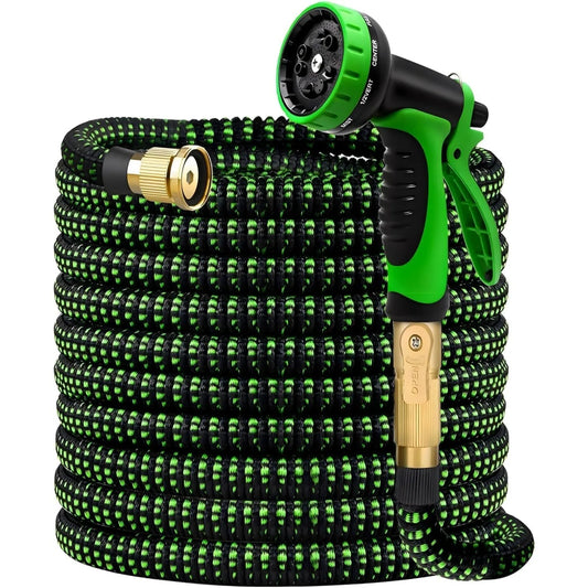 Non Expandable Garden Hose With 10 Function Nozzles Flexible Lightweight