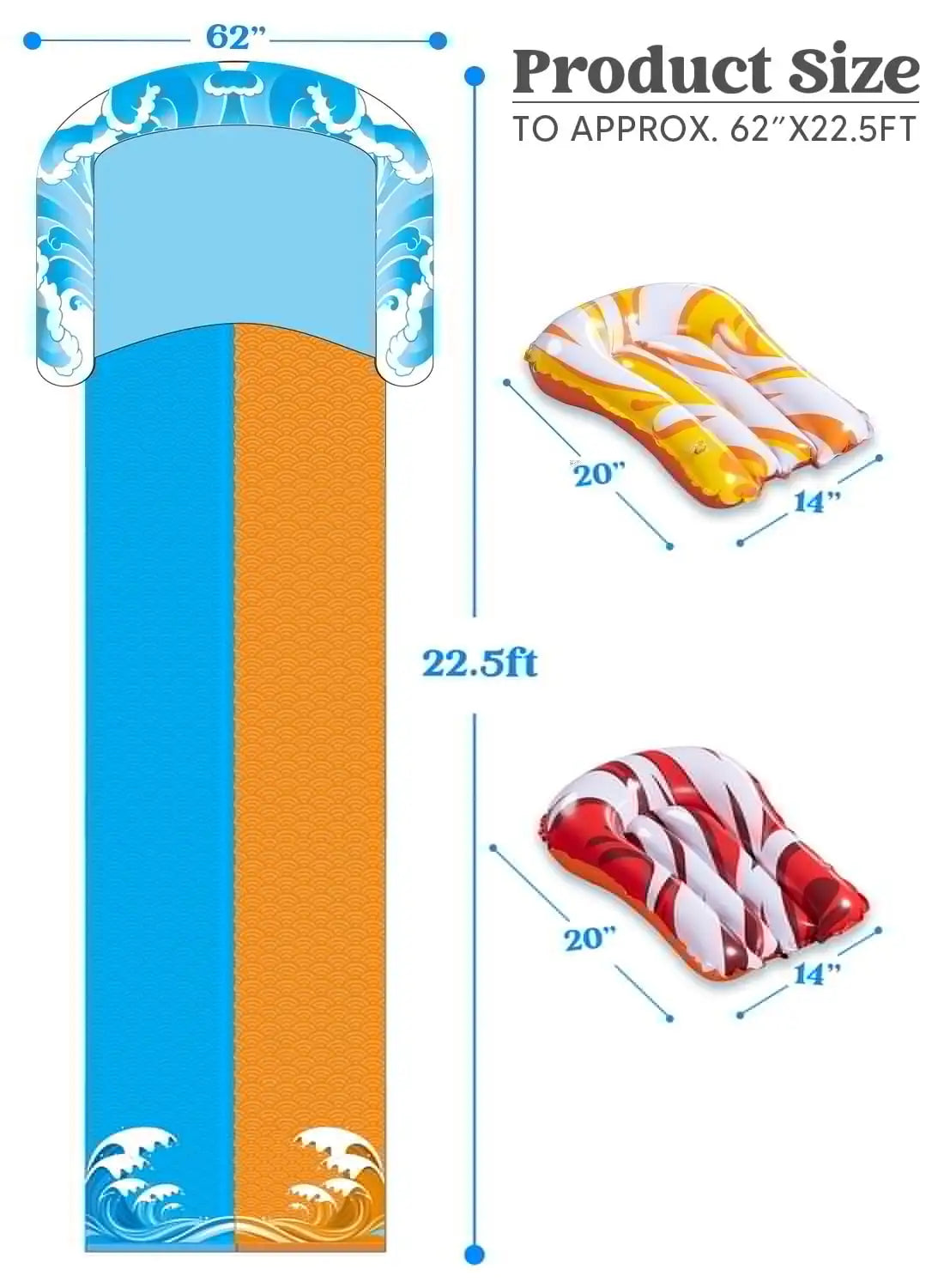 Joyfy Water Slide With Two Bodyboards For Outdoor Fun