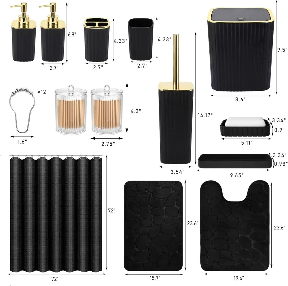25Piece Bathroom Accessory Set With Shower Curtain And Rugs