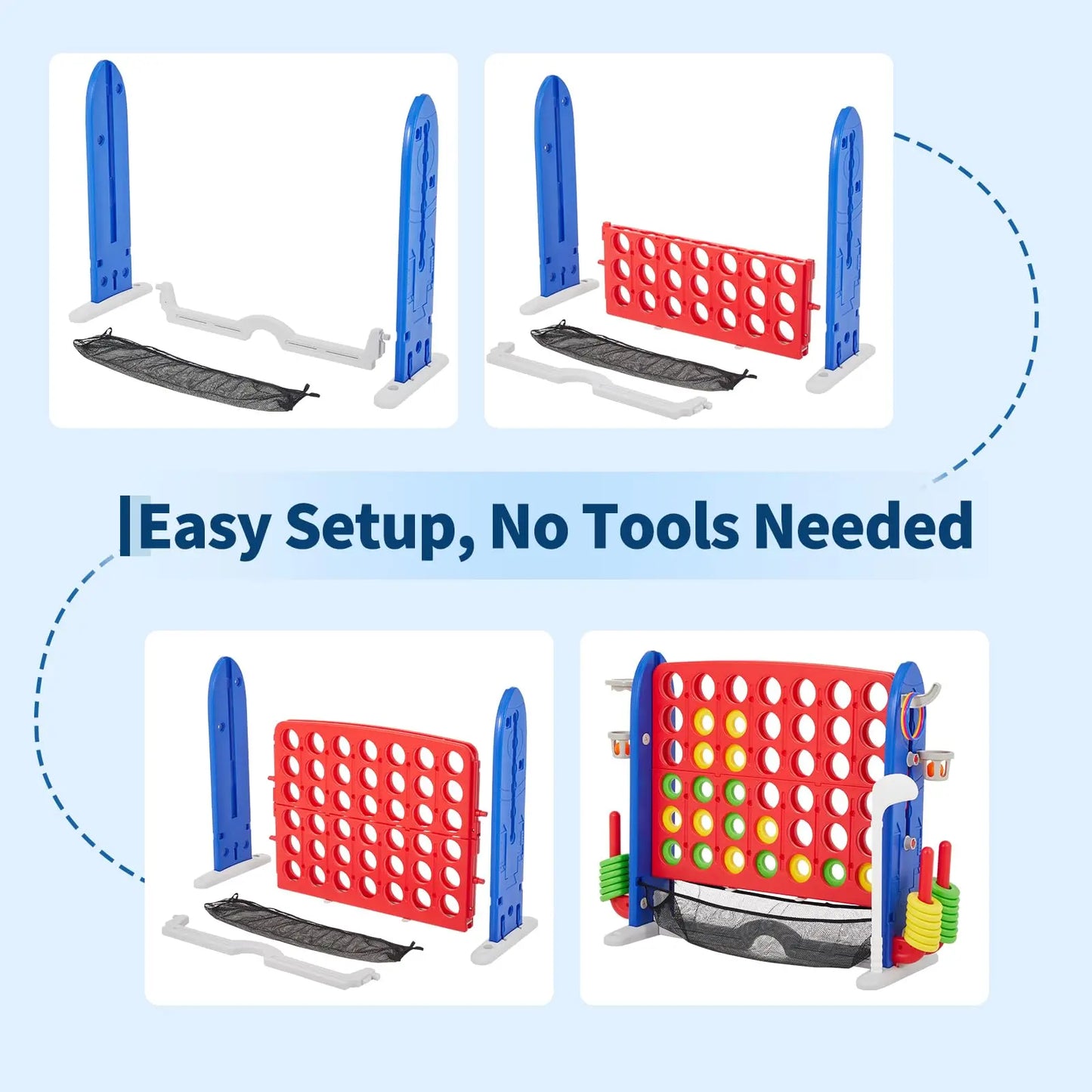 Giant 4-in-1 Connect Four Ring Toss Yard Game Indoor Outdoor