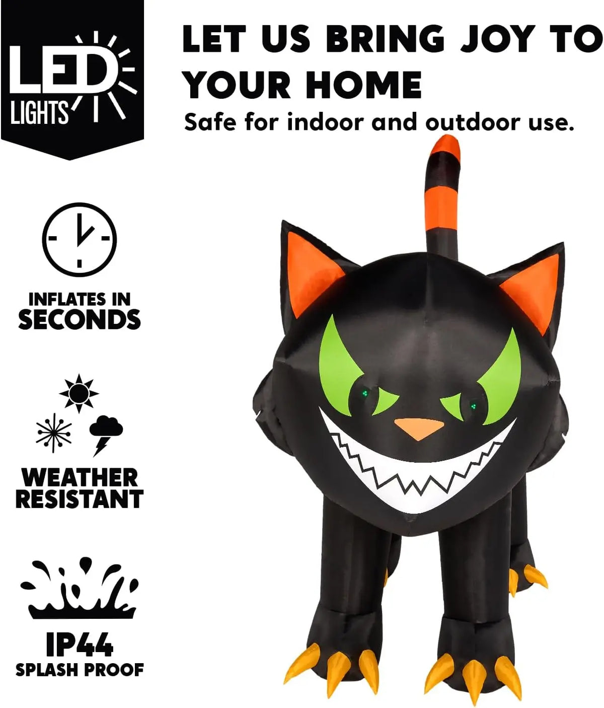 Joyfy Halloween Inflatable Crawling Cat Outdoor Yard Lighted Decoration