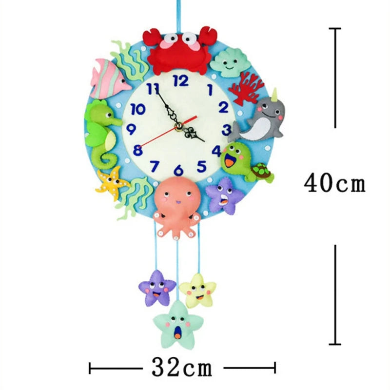 DIY Handmade Felt Wall Clock Marine Design For Home Decor